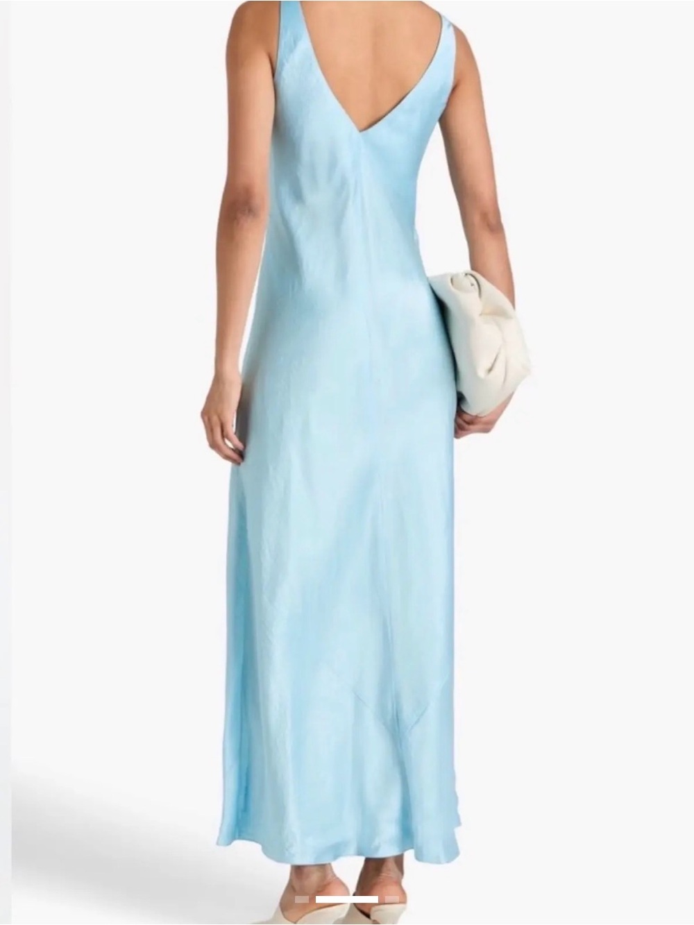 Vince V Neck Crinkled Satin Maxi Dress